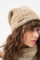 Dzianinowa czapka damska beanie z grubym strukturalnym splotem Tobi Beige