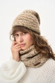 Dzianinowa czapka damska beanie z grubym strukturalnym splotem Tobi Beige