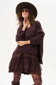Sweter z aplikacją sznurkową pod dekoltem Tol Dark Brown