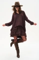 Sweter z aplikacją sznurkową pod dekoltem Tol Dark Brown