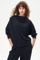 Wiskozowa bluza z dekoracyjnym dekoltem typu "woda"  Tracy Dark Navy