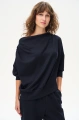 Wiskozowa bluza z dekoracyjnym dekoltem typu "woda"  Tracy Dark Navy