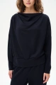 Wiskozowa bluza z dekoracyjnym dekoltem typu "woda"  Tracy Dark Navy
