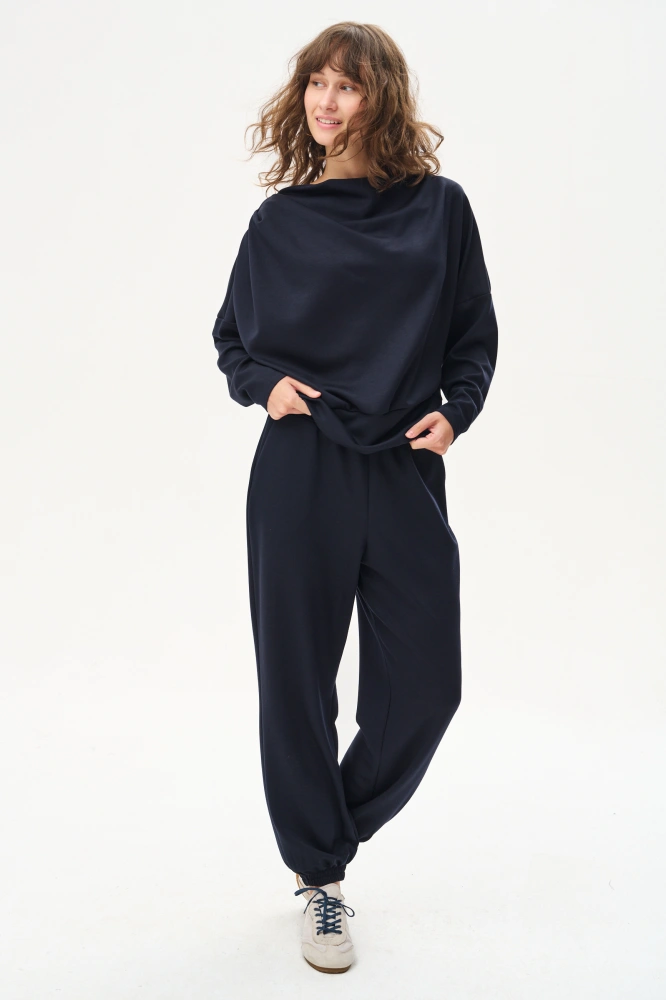 Wiskozowe spodnie ala alladynki Tracy Dark Navy