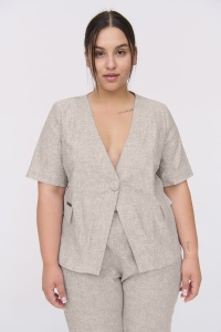 Żakiet Damski Mercado Plus Size Jasny Beż